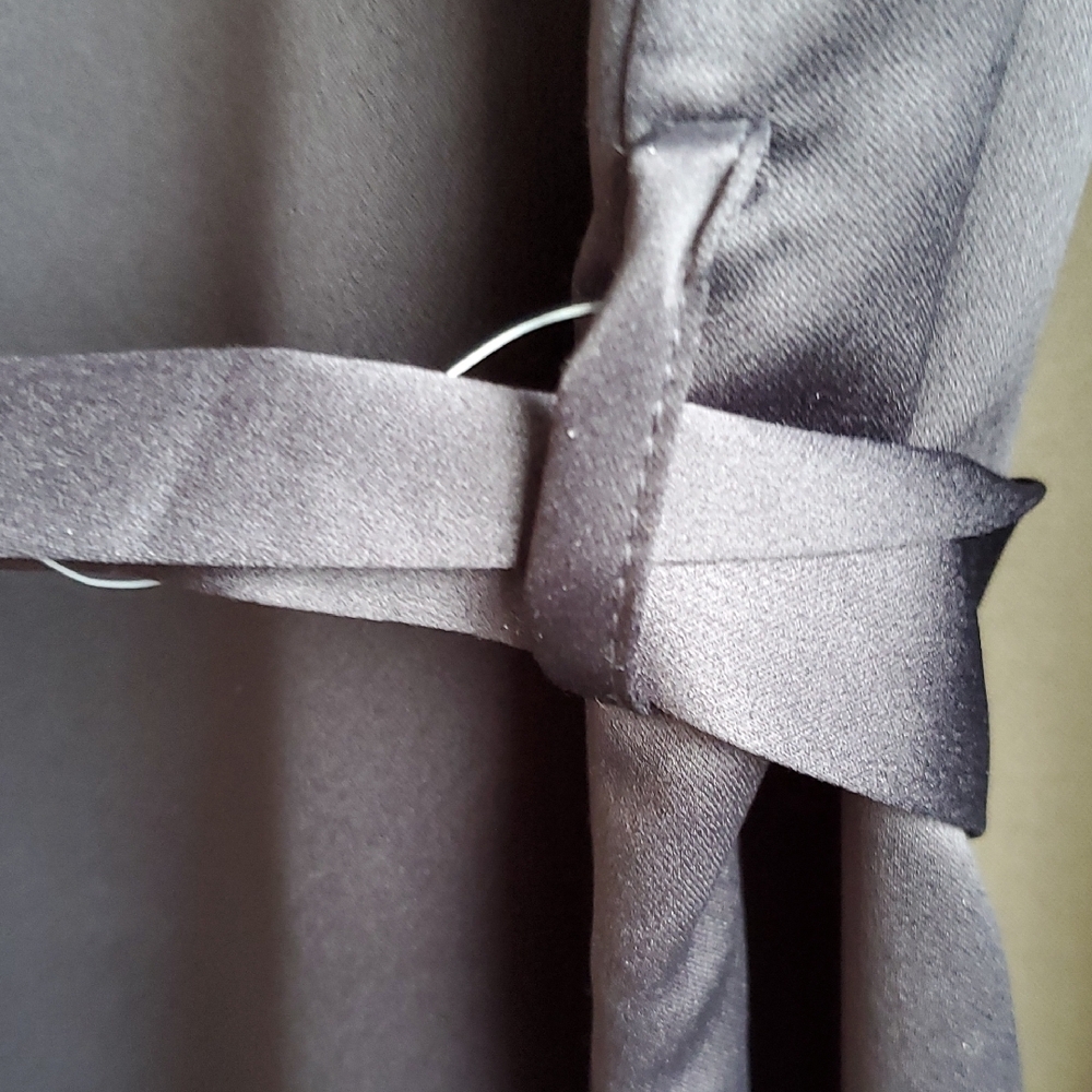 OAK+FORT Shirt Dress Soft Sheen Satin Black Pointy Collar S - Picture 7 of 15